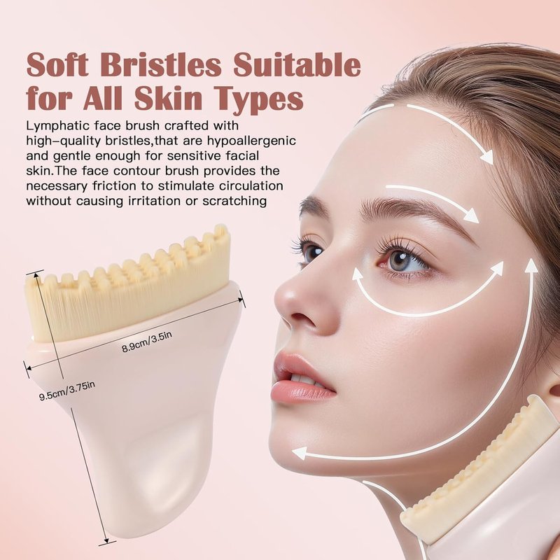 Skiennix Lymphatic Contour Face Brush - Sculpting Gua Sha Tool for De-Puffing & Radiant Skin