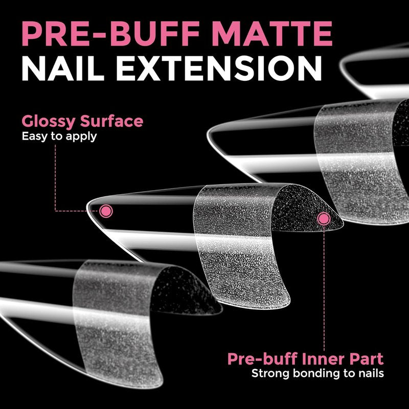 Skiennix Almond Nail Tips - 504PCS Clear Soft Extra Short Half Cover Acrylic Press-On Extensions | 12 Sizes for DIY Manicure Art