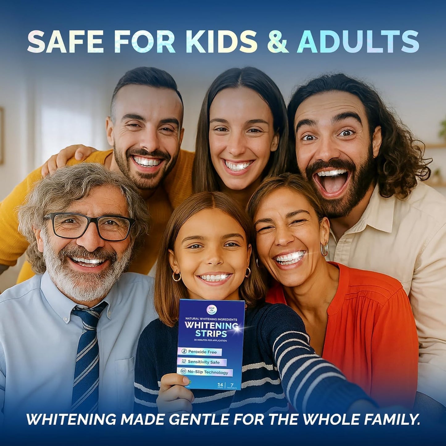 Teeth Whitening Strips for Sensitive Teeth & Gums, Mint Flavor — Peroxide Free & Enamel Safe w/Coconut Oil for Gentle & Whiter Teeth — 7-Day Treatment White Strips w/Non-Slip & Dry-Strip Technology