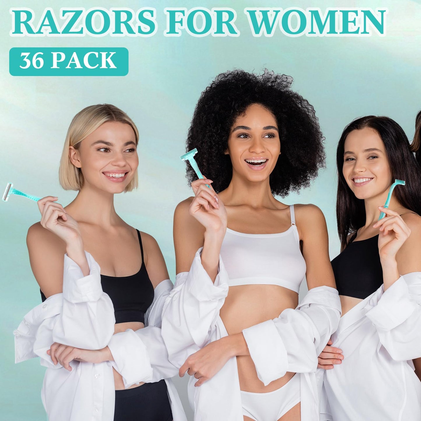 Leriton 36 Count Women's Disposable Razors Bulk 3 Blade Razors For Women Shaver For Women Sensitive Skin Comfortable Shave For Bathing Hotel Travel