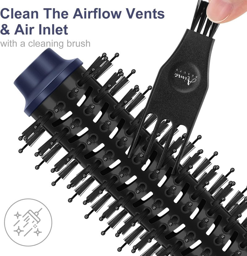 Aima Beauty Hair Dryer Brush - 4-in-1 Hot Air Straightener & Curler for Women | Prussian Blue