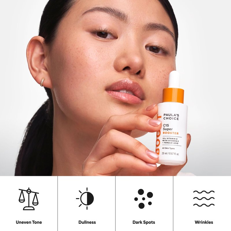 Paula's Choice BOOST C15 Super Booster, 15% Vitamin C Serum for Face, Face Serum with Vitamin E & Ferulic Acid for Discoloration & Glow, Fragrance-Free, 0.67 Fl Oz
