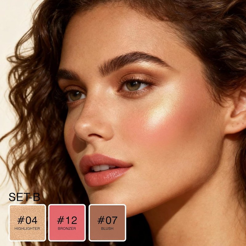 Skiennix Cream Contour Stick Set - 3 Pcs with Highlighter, Blush & Bronzer | Lightweight, Long-Lasting Finish in Light Medium