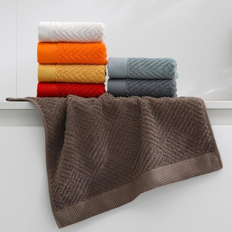 sense gnosis Super Soft Orange Washcloths Terry Striped Weave Pattern Ultra Absorbent 100% Cotton Washcloth for Home Bathroom Kitchen 13 X 13 Inch, 6 Pieces