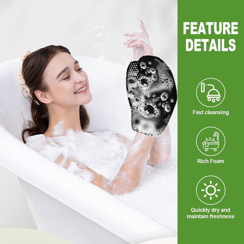 Honeycomb Exfoliating Bath Gloves - Microfiber for Enhanced Blood Circulation & Soft, Smooth Skin for All Skin Types (Black - Glove)