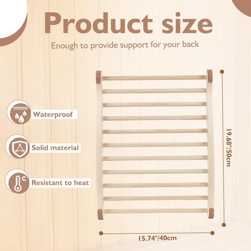 Sauna Backrest Sauna Accessories Wooden Slip-Resistant Non-Toxic Comfortable S-Shape Design Sauna Chair with Back, Sauna Accessories for Any Barrel or Infrared Sauna