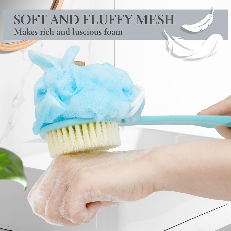 CINDALOG 2 Pack Body Brush, Long Handle Shower Back Scrubber, Mesh Sponge for Skin Exfoliating Bath,Massage Bristles Suitable for Wet or Dry,Men and Women