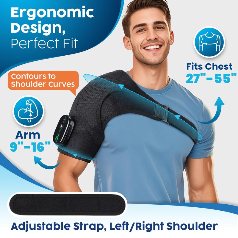 Cordless Shoulder Heating Pad with Massage, FSA Eligible Items List, Heated Shoulder Wrap Massager for Pain Relief Deep Tissue, Rotator Cuff Heating Pad, HSA Approved Products Only