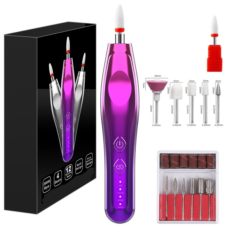 Electric Nail Drill, Electric Nail File Cordless, Electric Nail File Set, 4 Speeds Adjustable Hand Foot Care Manicure Pedicure Drill Tool,Gel Nail File Drill kit for Acrylic Gel Dip Powder Nails