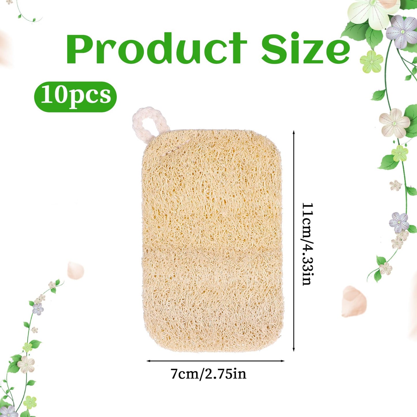 10 PCS Natural Sponges for Dishes, Loofah Dish Sponge for Kitchen Compostable Natural Loofah Sponges