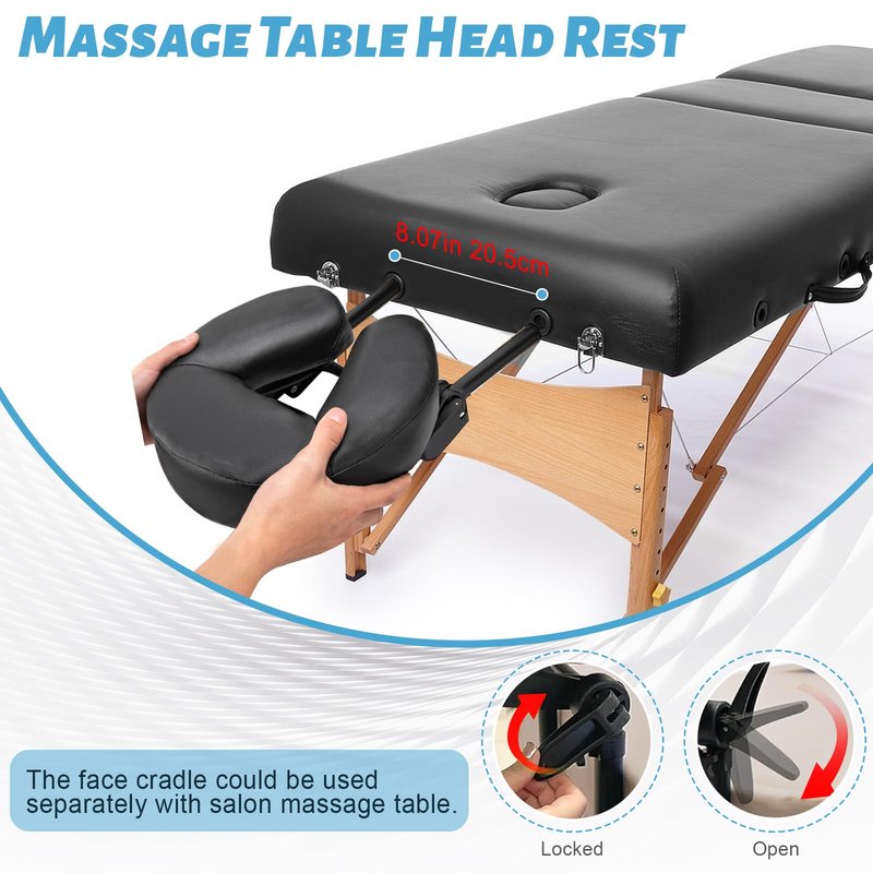 HoMove Massage Headrest for Bed, Adjustable Massage Face Cradle at Home, Portable Bed Massage Head Holder, Massage Table Head Rest for Salon Spa, Face Down Pillow After Eye Surgery, Black