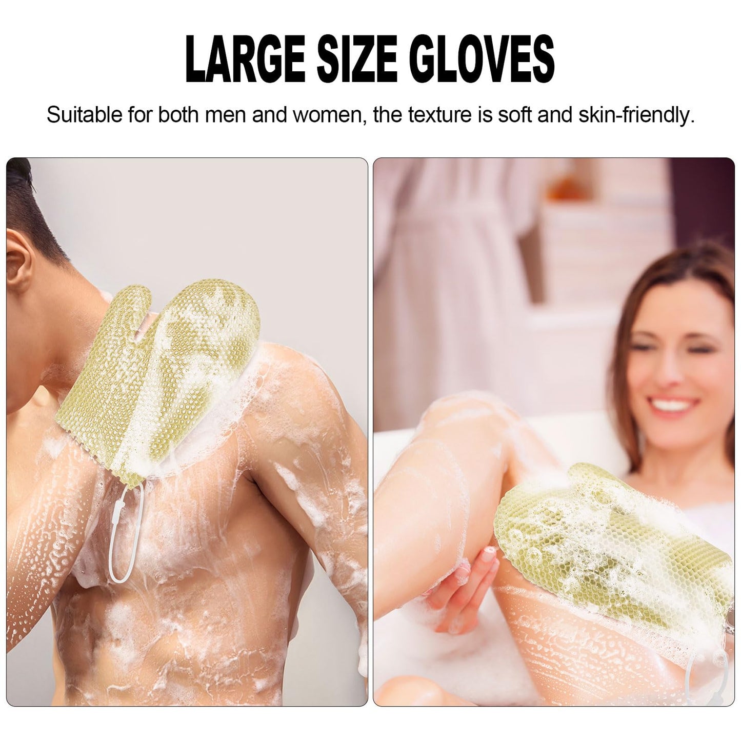 Honeycomb Exfoliating Bath Gloves - Microfiber for Enhanced Blood Circulation & Soft, Smooth Skin for All Skin Types (Yellow - Glove)