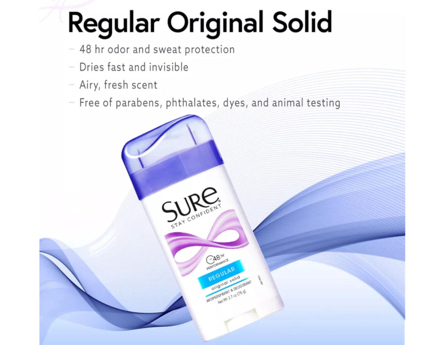 Sure Regular Original Solid Antiperspirant & Deodorant 2.7 Ounces (Pack of 10)