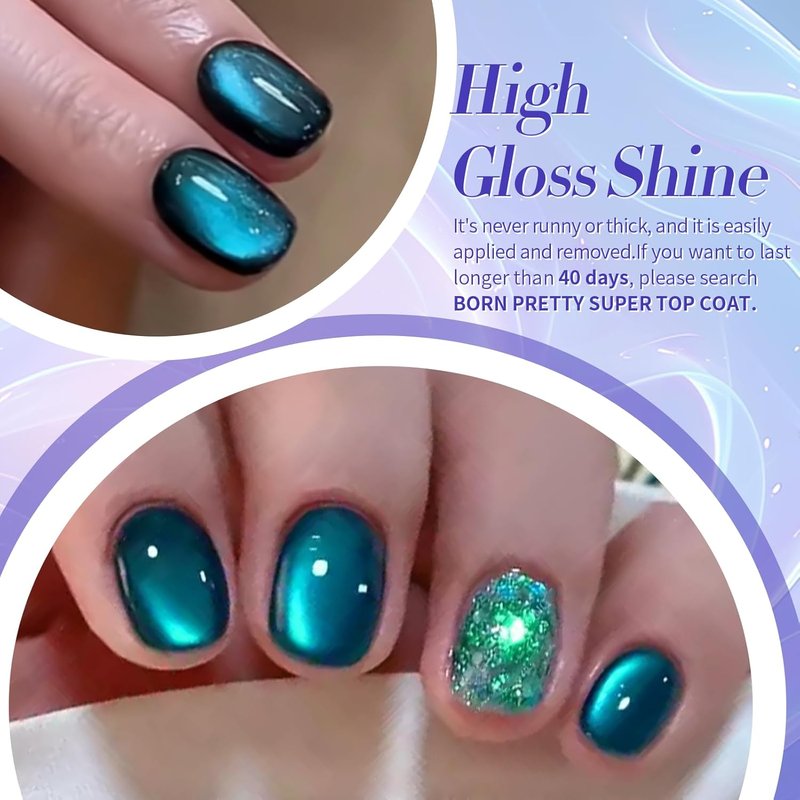 Born Pretty Cat Eye Magnetic Gel Nail Polish - Colorful Holographic Glitter Set | 6PCS for DIY Manicure