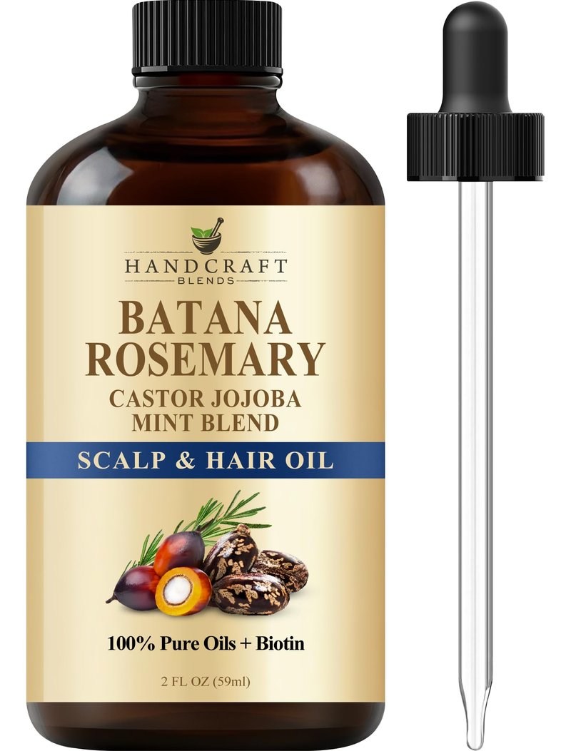 Batana & Rosemary Hair Oil – 2 Fl Oz – Scalp Treatment & Strengthening for Thinning, Dry Scalp, Split Ends – Natural Hair Oil for Women & Men – Intensive Repair & Nourishing Formula