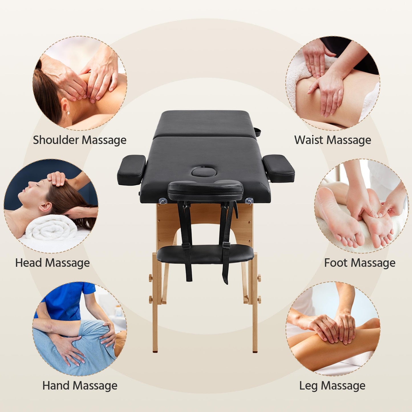Yaheetech Massage Table Lash Bed Portable Massage Spa Bed Beauty Tattoo Table Adjustable for Eyelash Tech Physical Therapy Couch, Black