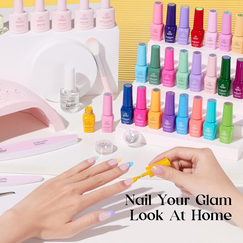 Beetles Gel Nail Polish Kit - 45 Colors UV Gel Set with Top & Base Coats | Perfect Salon Manicure Gifts for Women