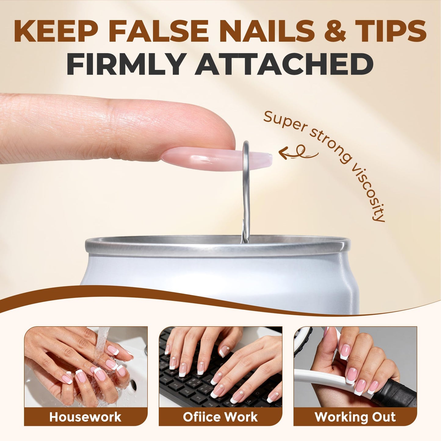 UNA GELLA Super Strong Nail Glue: 2Pcs*10ml Semi Solid Nail Glue for Press Ons No Lamp Needed 10s Quick Drying Solid Nail G lue Gel Upgraded for Acrylic Fake Nails Extension Long Lasting