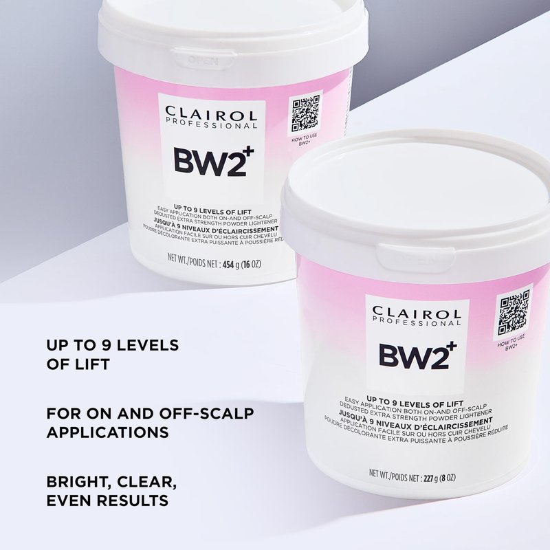 Clairol Professional BW2+ Dedusted Extra Strength Powder Lightener for Hair Highlights, 8 oz.
