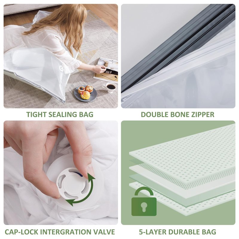 LEVERLOC Vacuum Storage Bags, Jumbo Cube 4 Pack (31x40x15 Inch), Closet Organizers and Storage Vacuum Sealer Bag for Beddings Comforters Blankets Quilts Pillows Clothes