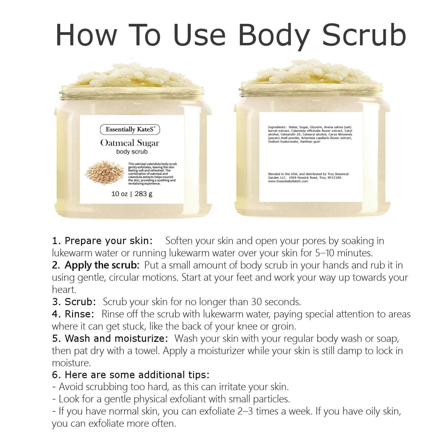 Oatmeal Sugar Body & Foot Scrub 10 oz - Very Gentle, and Perfect for Sensitive Skin, for a complete spa-like experience - The best stocking stuffer.