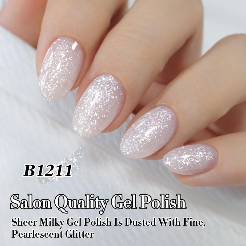 Double Rhythm 15ML Glitter Gel Polish Shimmer Reflective Holographic Color Magnetic for Nail Art Salon DIY at Home (Snow Glitter-B1211)
