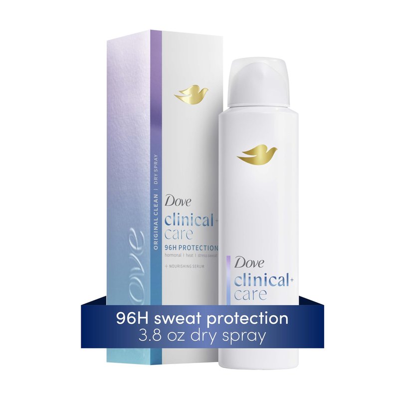 Dove Clinical + Care Antiperspirant Deodorant Dry Spray for Women Original Clean with Nourishing Serum 3.8 oz