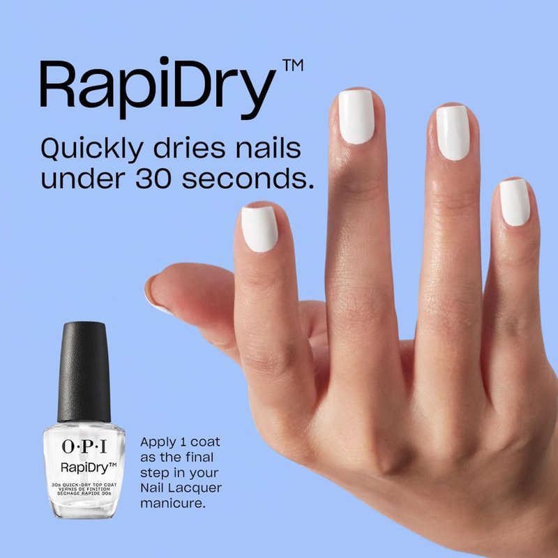 OPI RapiDry Top Coat - Quick Drying Nail Polish for High Shine & Glossy Finish | 0.5 fl oz