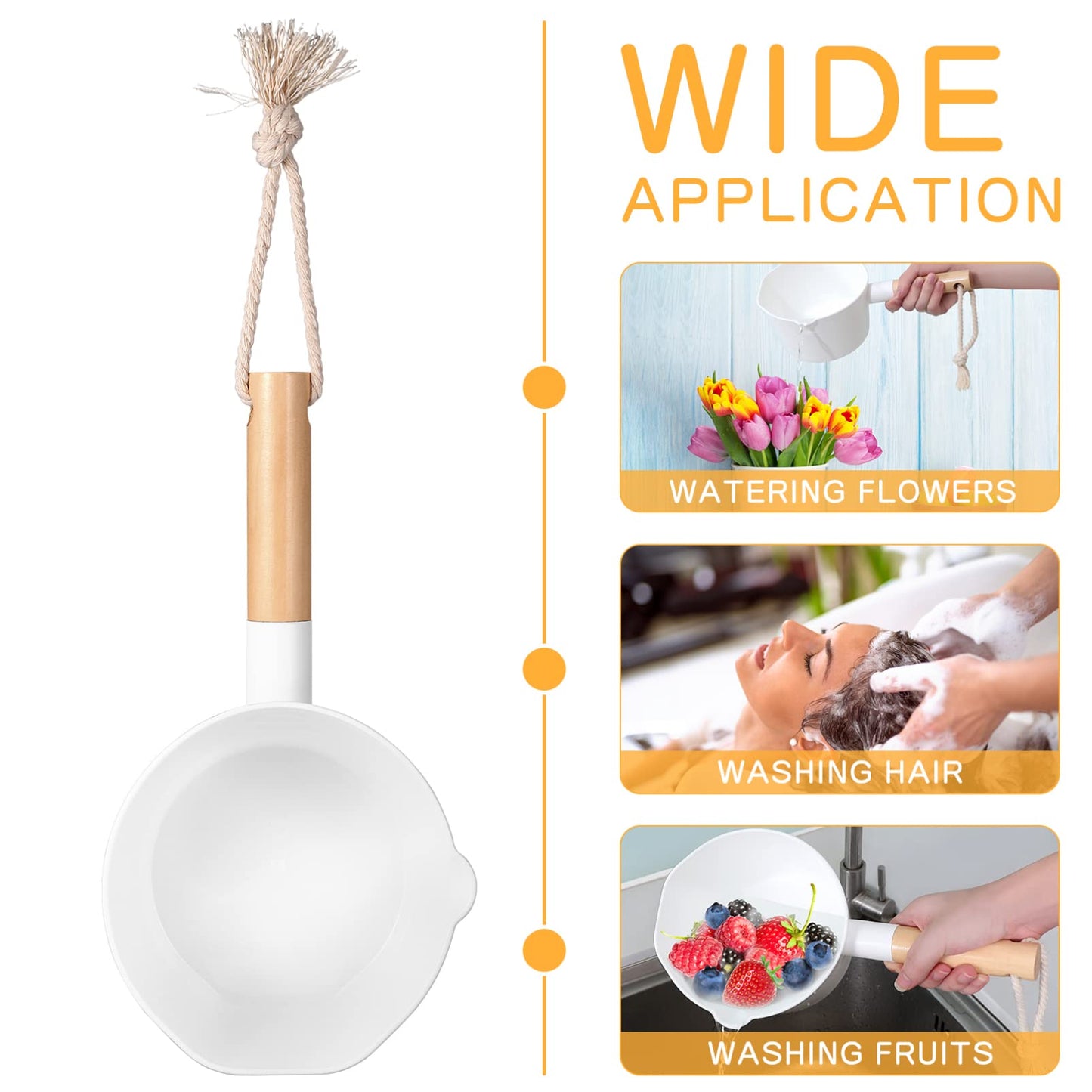Hemoton Water Ladle long handle,Plastic Water Ladle,Bathroom Hair Washing Scoop,Bath Dipper Spoons,Kitchen, Scoop with String,Spoon Kitchen Home Tools