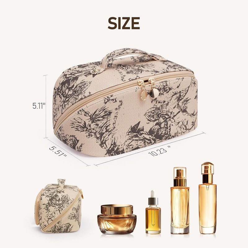 Cosmetic Bag for Women - Large Capacity Waterproof PU Leather Makeup Organizer | Travel Toiletry Bag with Divider (Lighting Coffee)