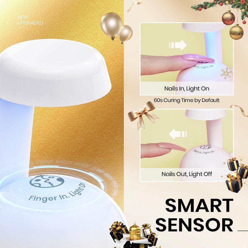 Beetles Mini Uv Light for Gel Nails Flash Curing Innovative with Smart Sensor for Easy and Fast Extension System, Portable Manicure Uv Led Light for Gel Nail Polish Diy