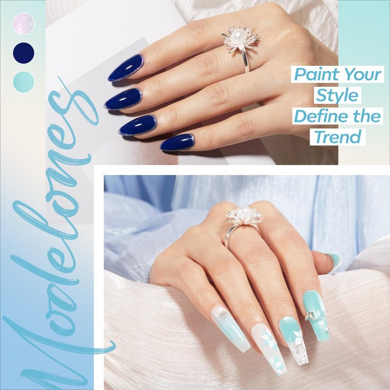 modelones Blue Gel Nail Polish, 6 Colors Jelly Glitter Sky Icy Klein Blue Gel Polish Set Light to Dark Shades for DIY French Nails Polka Dot Nails Soak Off Nail Art Kit Manicure Salon