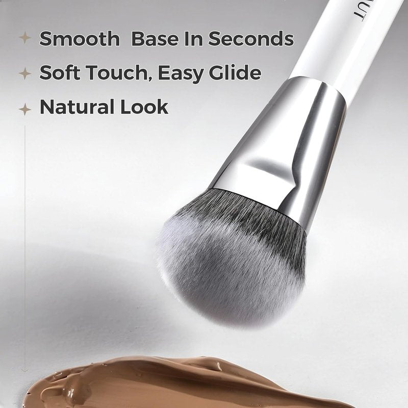 ALBEAUT 201 Angled Foundation Brush for Flawless Makeup Application Professional Liquid, Cream Powder Foundation Brush with Dense Bristles - Contoured for Precise Blending and Buffing