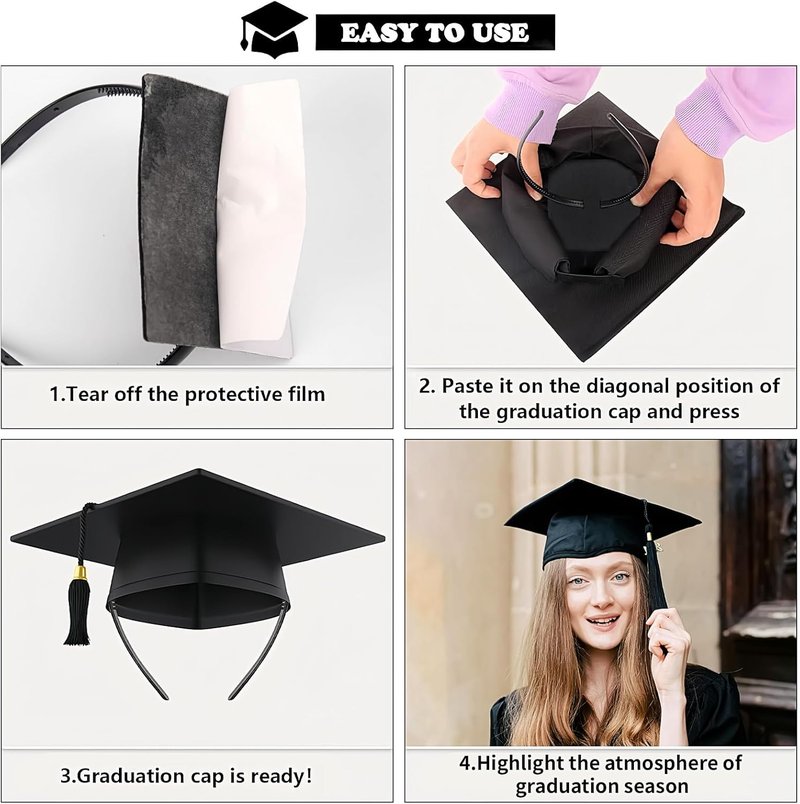 Grad Cap Headband by [Brand Name] - Stylish Graduation Cap Hair Band with Adhesive Felt