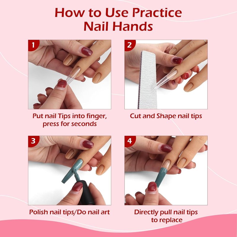 Acrylic Nail Practice Hand - Flexible Silicone Mannequin with Realistic Fingers | Ideal for Beginners
