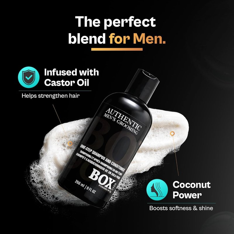 Men’s 2-in-1 Daily Shampoo & Conditioner - Clean & Smooth Hair with Castor Oil & Coconut | 9 oz (266 mL)