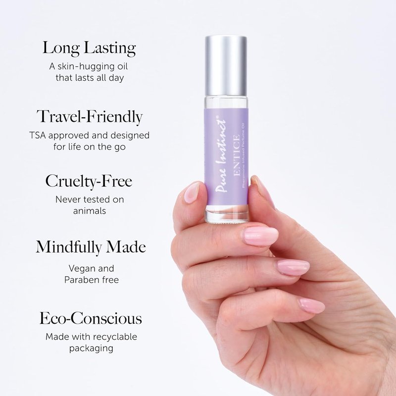 Pure Instinct Entice Pheromone Infused Essential Oil Perfume - TSA Ready Roll-On for Women (0.34 Fl. Oz.)