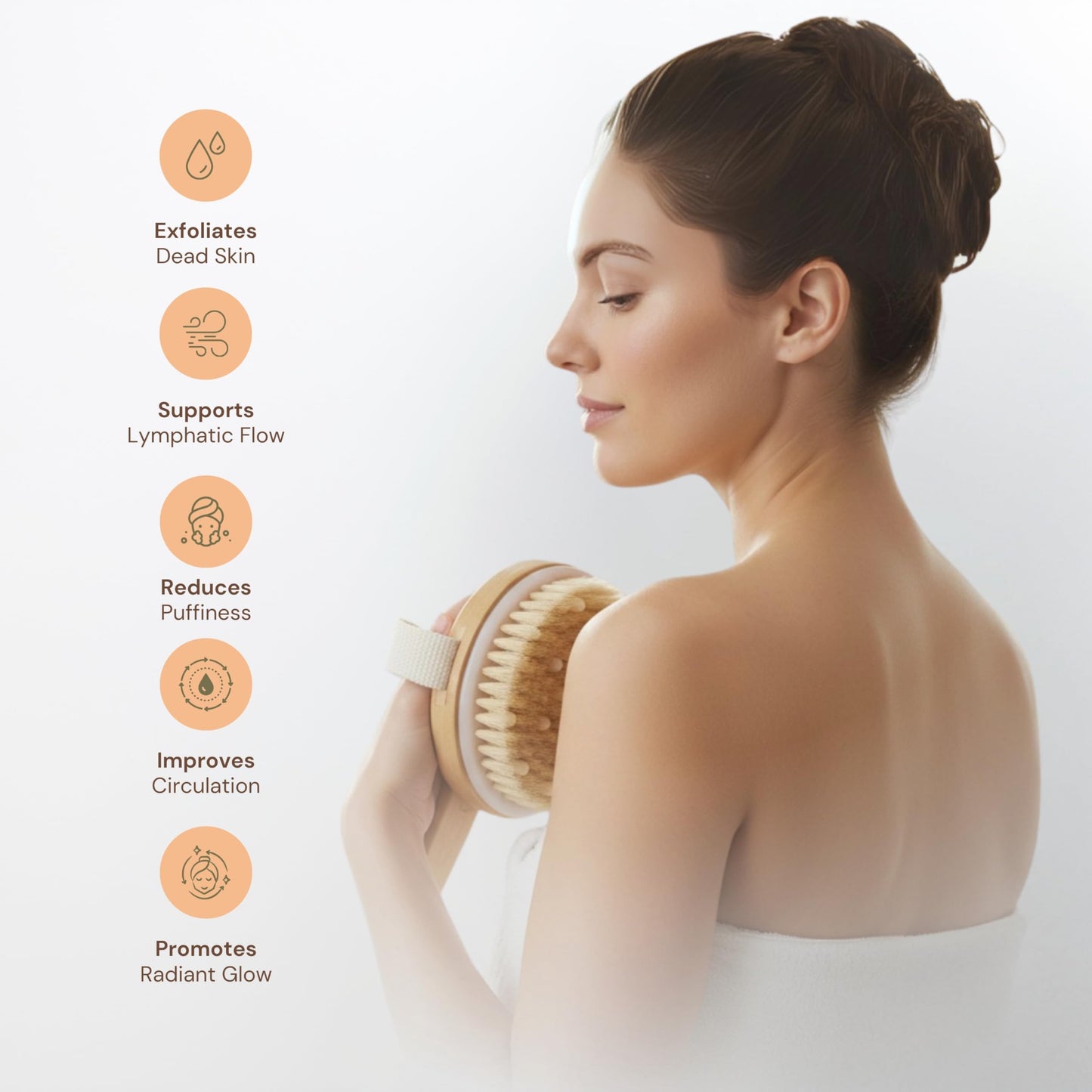 Wendmart 2 in 1 Dry Brushing Body & Face Contour Brush Set – Natural Boar Bristle Body Brush for Lymphatic Drainage, Cellulite & Exfoliation + Soft Facial Brush for Jawline Sculpting & Puffiness