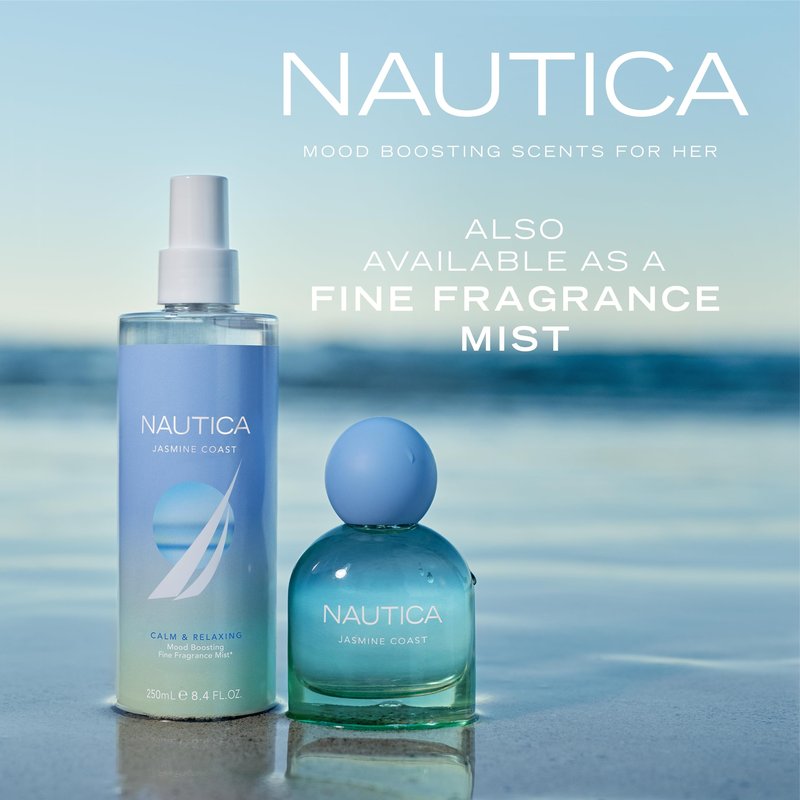 Nautica for Her Jasmine Coast Eau De Parfum 1.6 Fl Oz (Pack of 1), Notes of Pear, Jasmine, and Musk, Women's Fragrance, Long Lasting, Mood-Boosting Fragrance, Vegan Formula, Travel Size