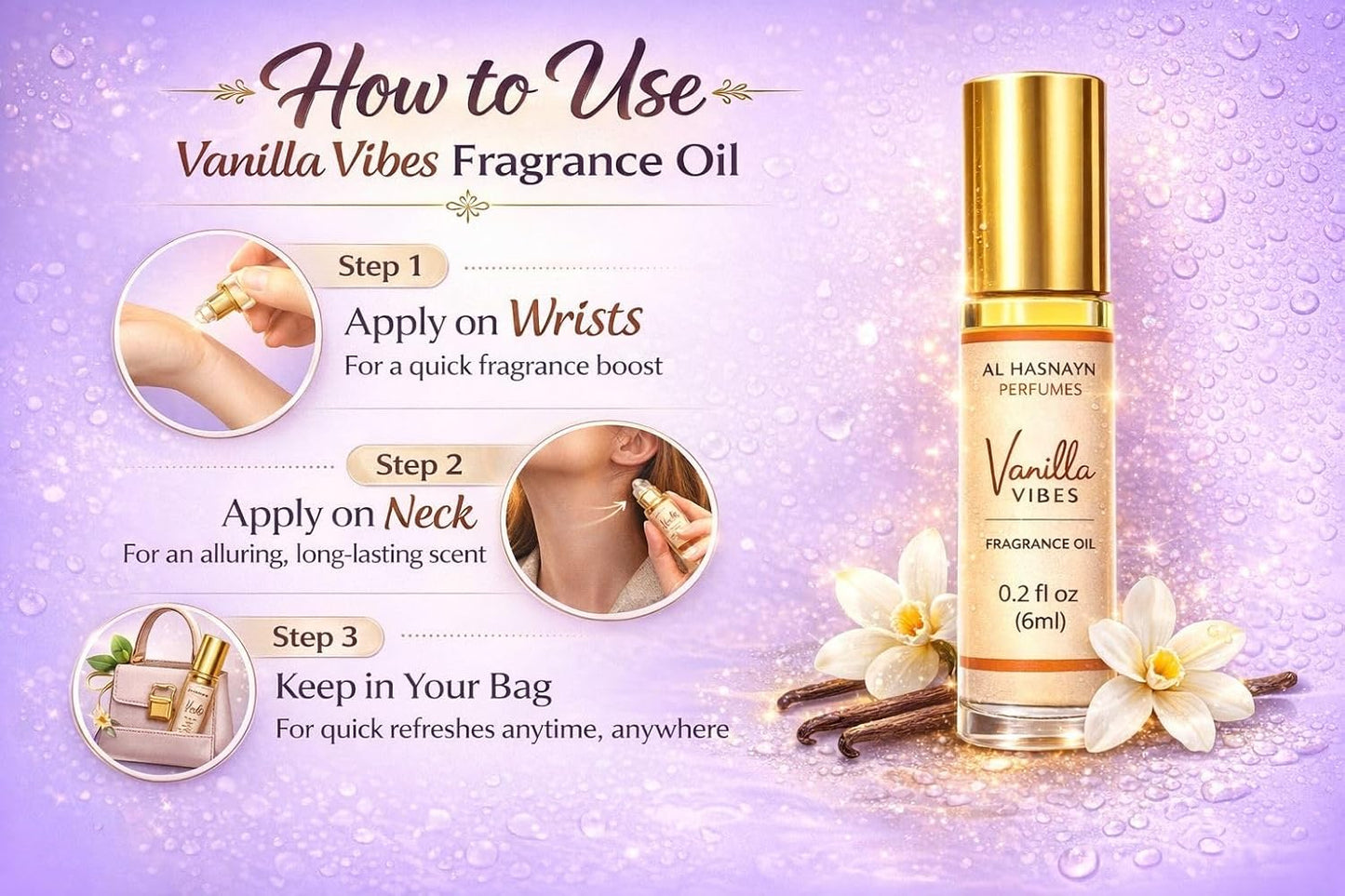 Vanilla Vibes Fragrance Oil Roll-On Perfume - Alcohol-Free, Long-Lasting | 6ML (0.20 fl oz)