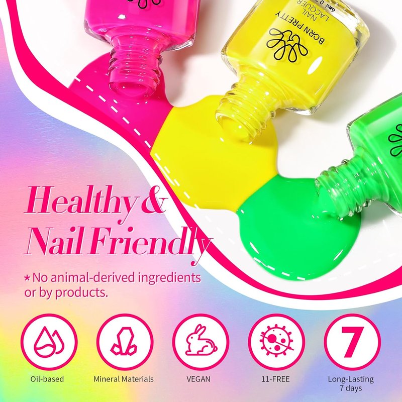 Born Pretty Neon Nail Polish Set - 15 Vibrant Colors for Quick Dry Manicure | Perfect for DIY Nail Art