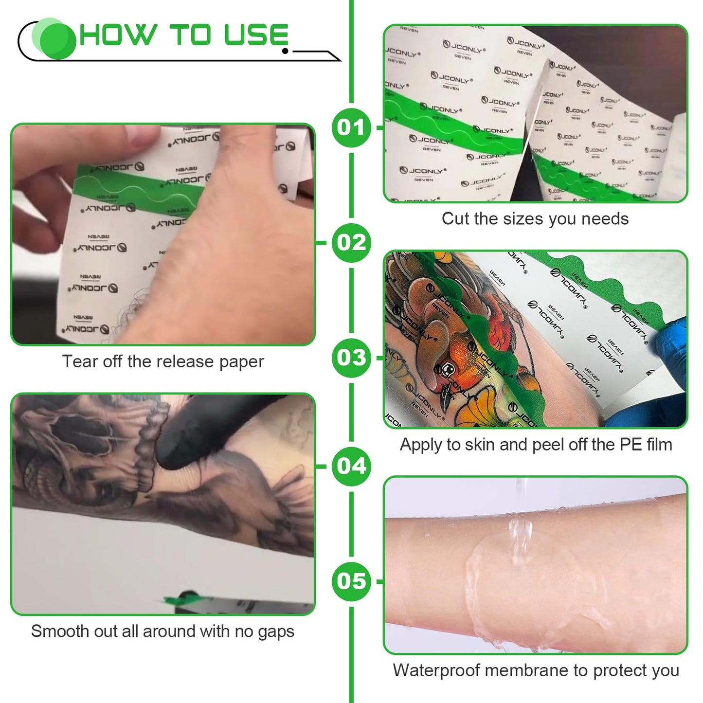 Tattoo Aftercare Bandage - Waterproof Tattoo Transparent Film Roll 7.9"x 10.9 Yards Tattoo Cover Up Tape, Second Skin Tattoo Bandage Wrap for Initial Healing Protective and Skin Repair
