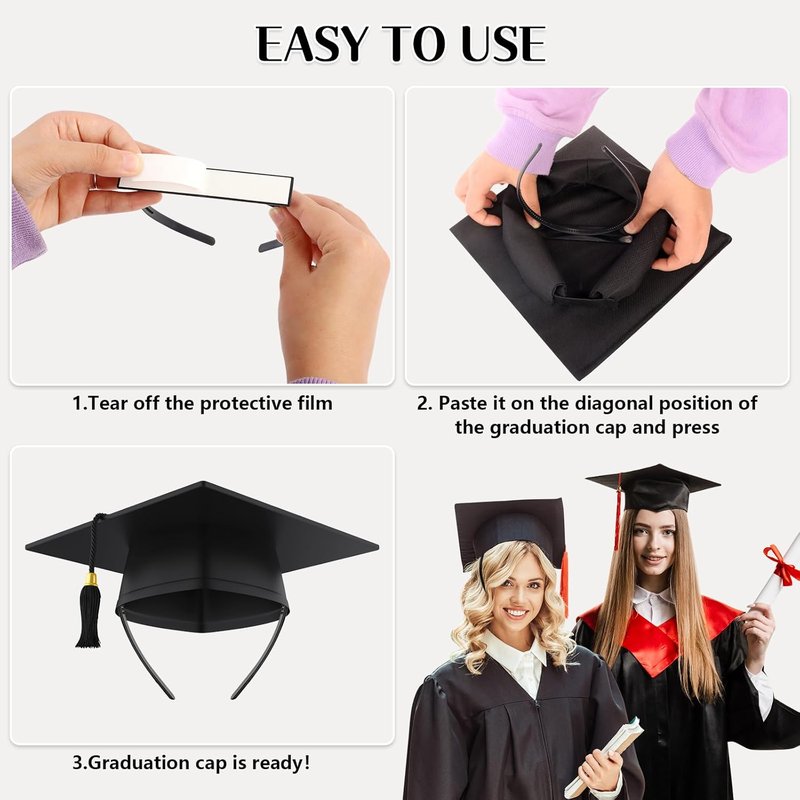Graduation Cap Headband - Securely Holds Caps & Preserves Hairstyle | 1 Pack