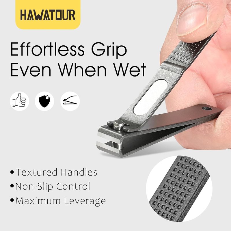 Premium Nail Clippers Set - 420J2 Stainless Steel Fingernail & Toenail Clippers with Ergonomic Grip | Gray Tin Case