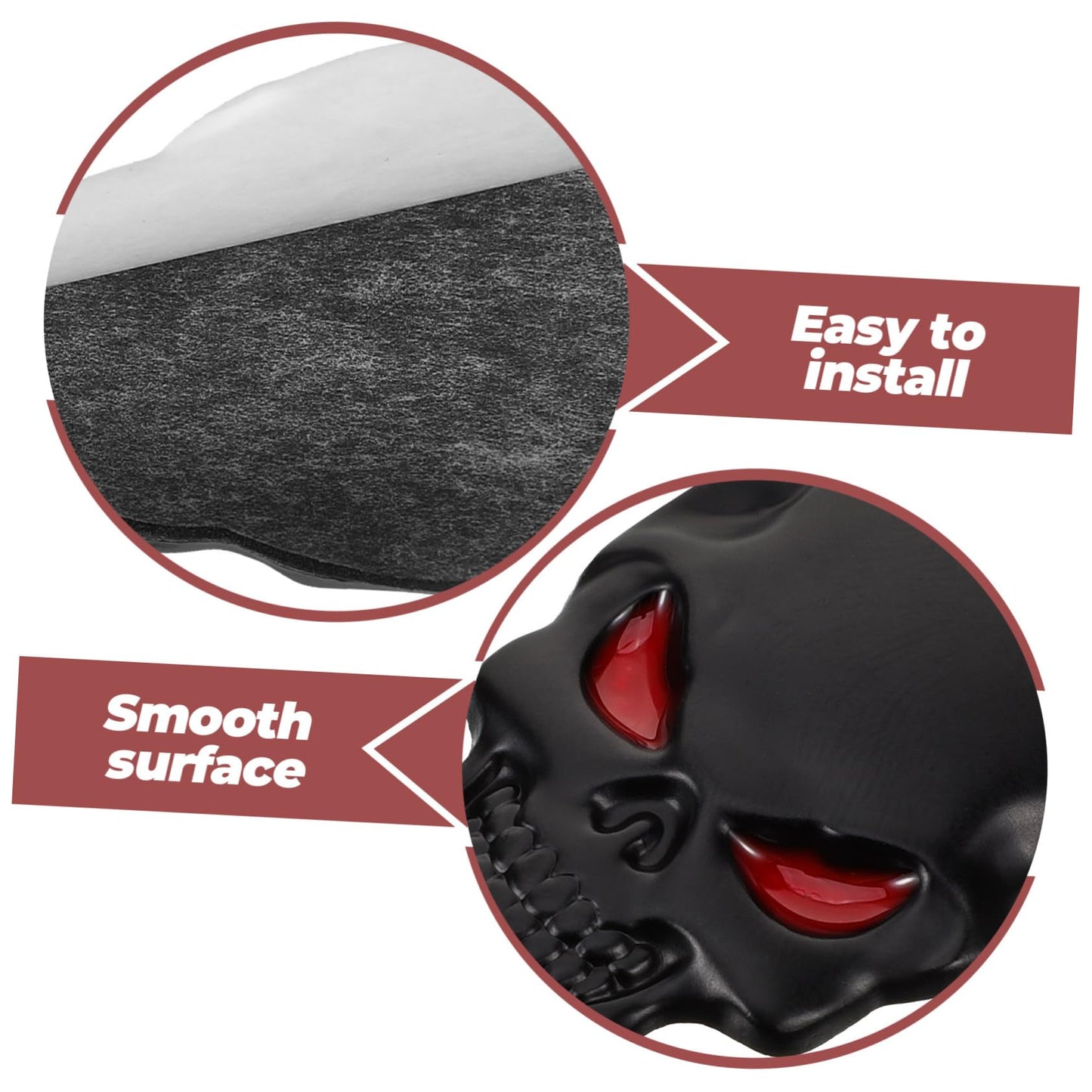 GLEAVI 4Pcs Black Zinc Alloy 3D Skull Car Decals Universal Metal Emblems for Vehicle Decoration 1.96X1.29 Inch