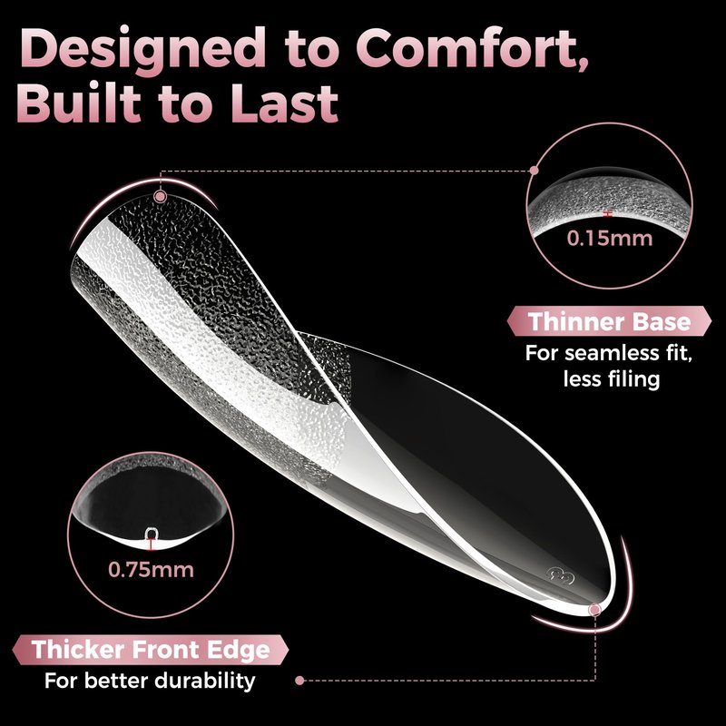 Luckyfairy Medium Stiletto Nail Tips: 240 Pcs Full Cover Almond Shape False Nail Acrylic Soft Gel Nails Tips Clear Stiletto Press on Tips Pre-buffed for Nail Art Extension Salon Home DIY 12 Sizes