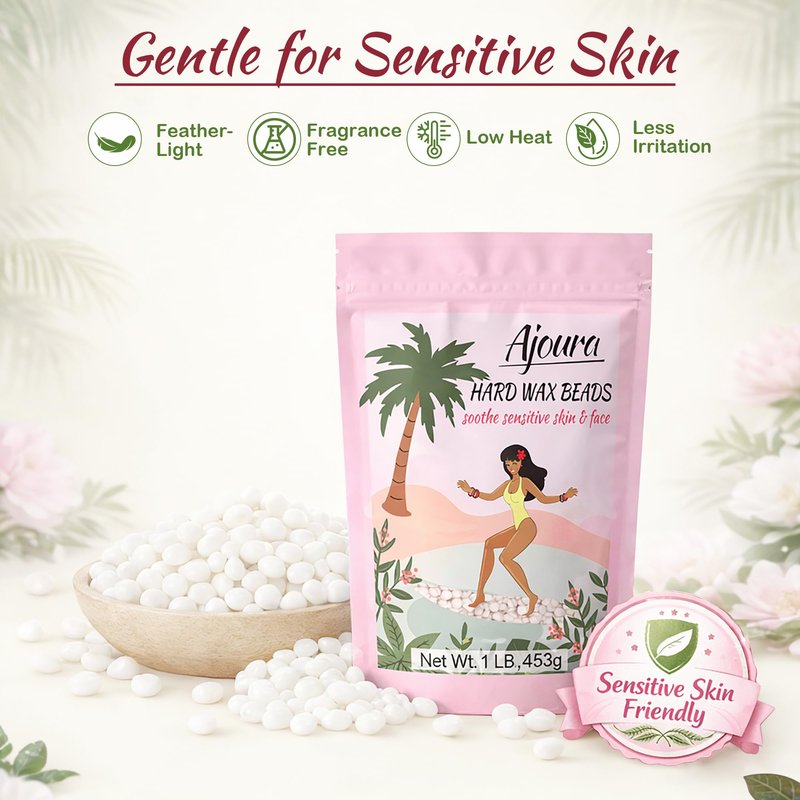 Ajoura 1lb Unscented Hard Wax Beads for Hair Removal, Brazilian Bikini Wax Refill for Full Body Women Men, Ideal for Legs, Face, Brazilian, Bikini, and Underarms, at Home Waxing for Sensitive Skin