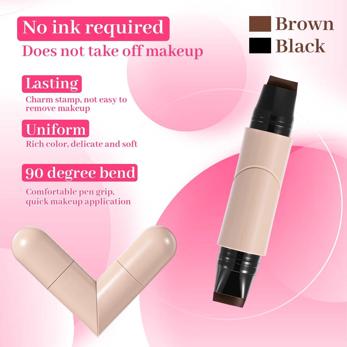 Thrymme 2PCS Winged Eyeliner Stamp Brown and Black, Stamp Wing Eyeliner, Long Lasting Waterproof for Winged Cat Eye, Easy Beginner Stamps & Precision Brush (Brown and Black)