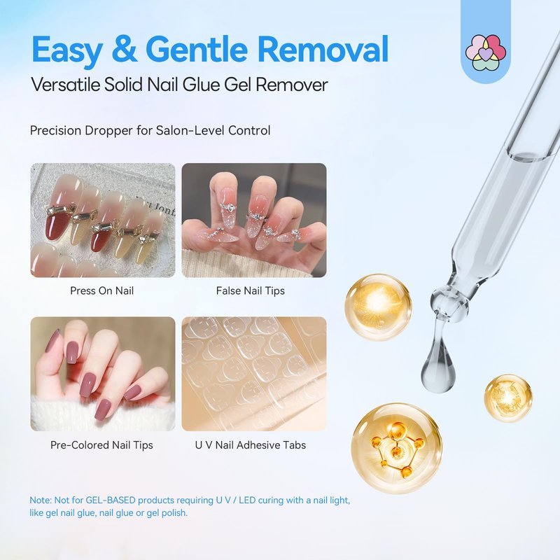 SAVILAND Nail Glue Remover for Press on Nails: 50 ML Solid Gel Glue Remover for Nail Tips, Quick Gentle Removal with Castor Oil VE, Non-Drying Odor-Free Non-Acetone Glue Remover Home Salon Starter DIY