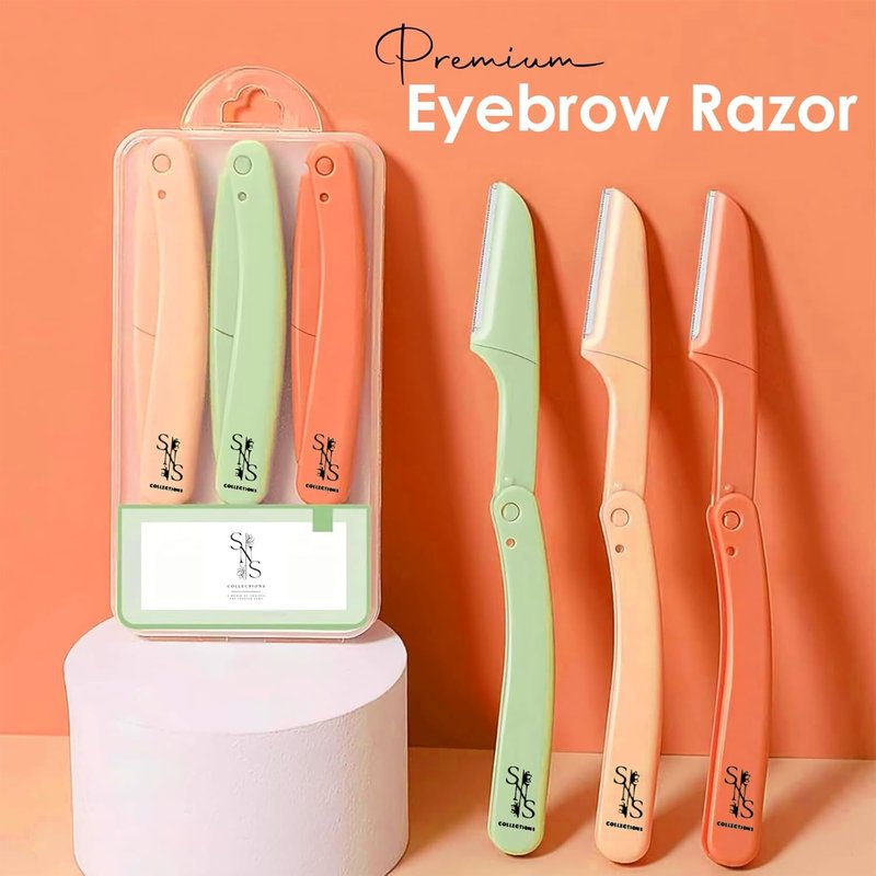 Eyebrow Razors for Women - Premium Facial Hair Remover | Gentle & Safe Dermaplaning Tool, Compact Travel Design (Pack of 3)